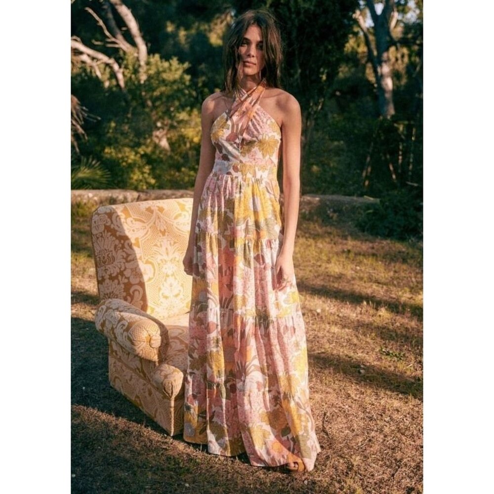 Sezane Multicolor Halter Maxi Dress
